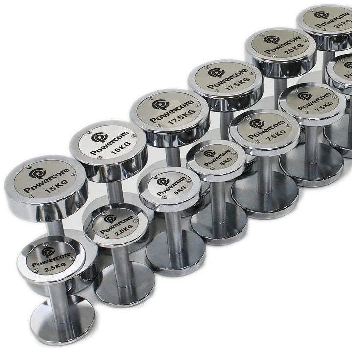 Load image into Gallery viewer, Powercore Chrome Dumbbells (Electroplated STEEL) 2.5-25kg