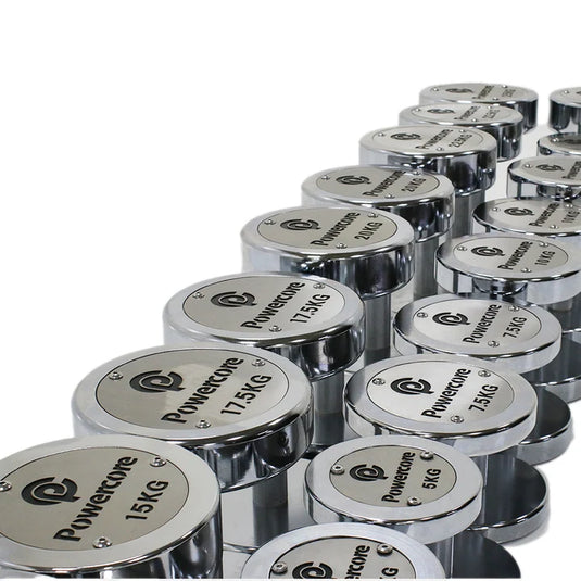 Powercore Chrome Dumbbells (Electroplated STEEL) 2.5-25kg