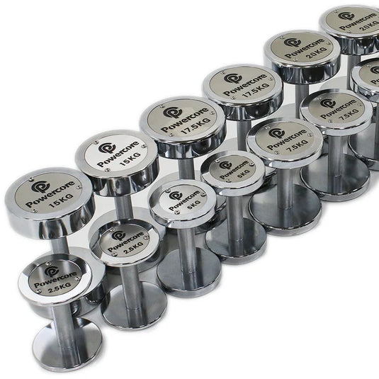 Powercore Chrome Dumbbells (Electroplated STEEL) 2.5-25kg