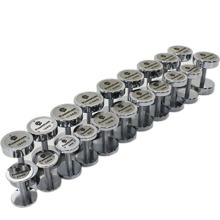 Load image into Gallery viewer, Powercore Chrome Dumbbells (Electroplated STEEL) 2.5-25kg
