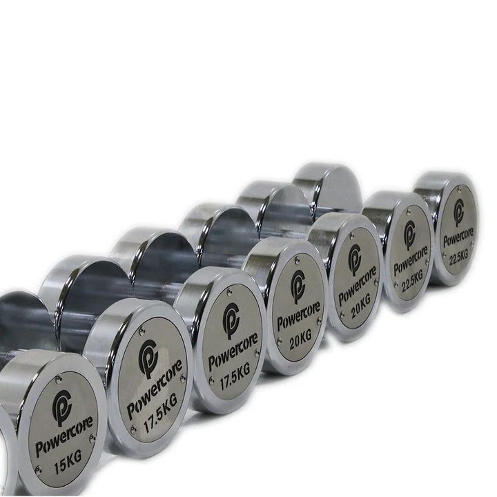 Load image into Gallery viewer, Powercore Chrome Dumbbells (Electroplated STEEL) 2.5-25kg
