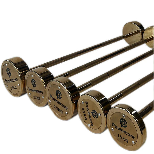 Powercore Fixed Chrome Barbell Gold Straight 10kg-50kg SET