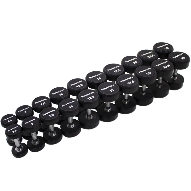 Load image into Gallery viewer, Powercore Rubber Dumbbells Set (2.5kg - 25kg)
